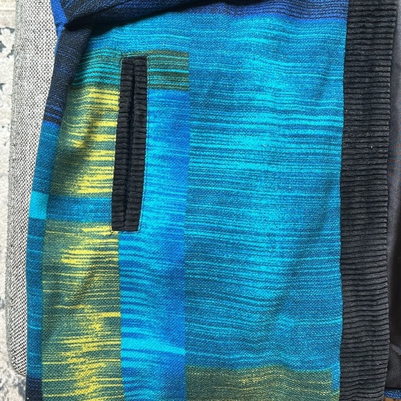 Vintage Corduroy Cardigan Jacket with Blue and Green shades and Pockets - Picture 9 of 17